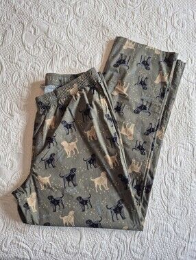 L.L.Bean Men's M sleep pants all-over print yellow and black Labrador retriever